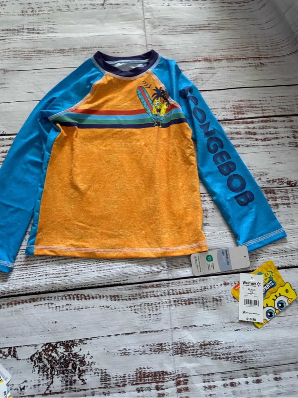 SpongeBob Squarepants Orange & Blue Long Sleeve Rashguard